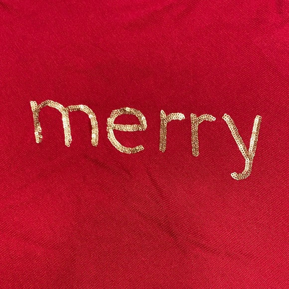 Red Poncho with Gold 'Merry' Embroidery - Picture 3 of 4
